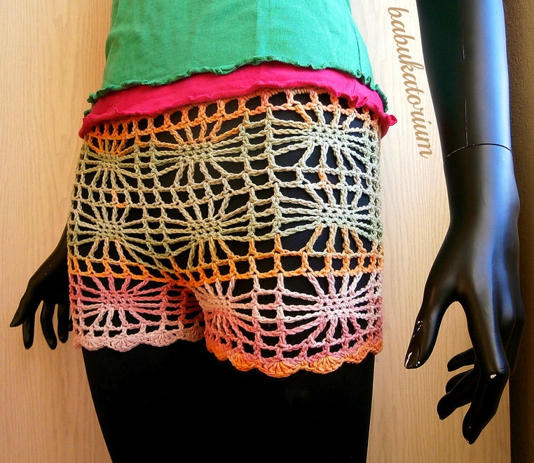 Crochet Shorts - Pastel Spiderweb