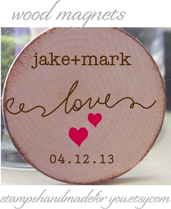 Love heart Rustic Wedding Favor Wood Magnets-50 Custom Save the date  two colors-custom made