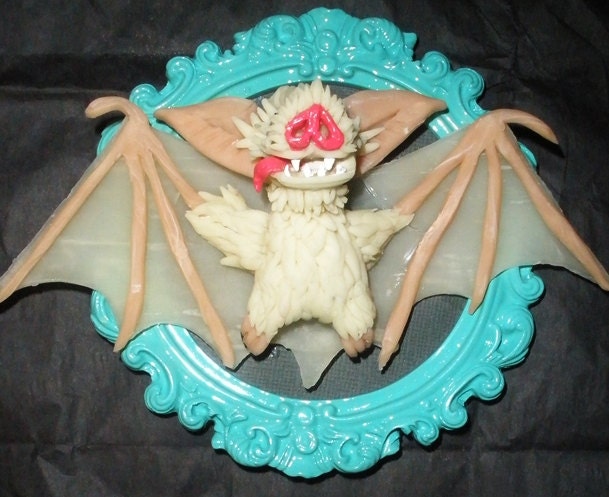 Glow in the Dark Ghost Bat Polymer Sculpture