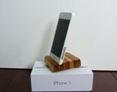 Wood iPhone and Galaxy S3 Stand Solid Zebrawood for Phones WITHOUT Cases