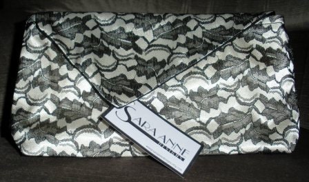 Ivory Clutch with Black Lace