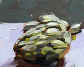 artichoke no. 7 original still life oil painting by moulton 5 x 5 inches on panel   prattcreekart