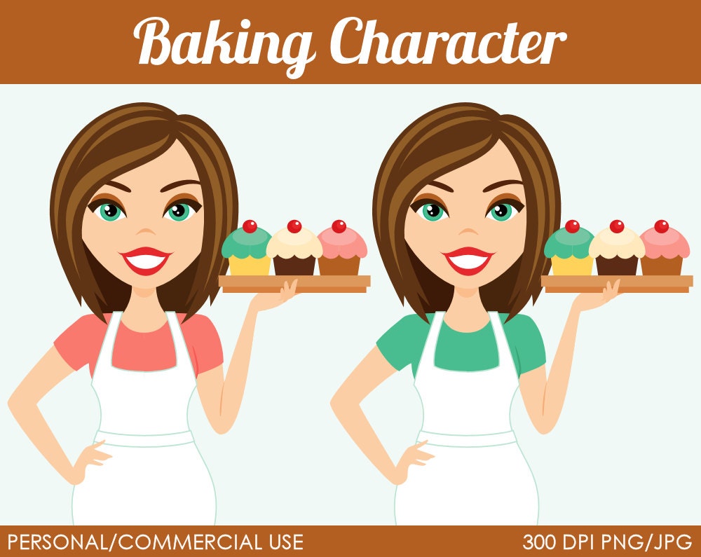 Premade Baking Character Digital Clip Art Graphics for Personal or Commercial Use