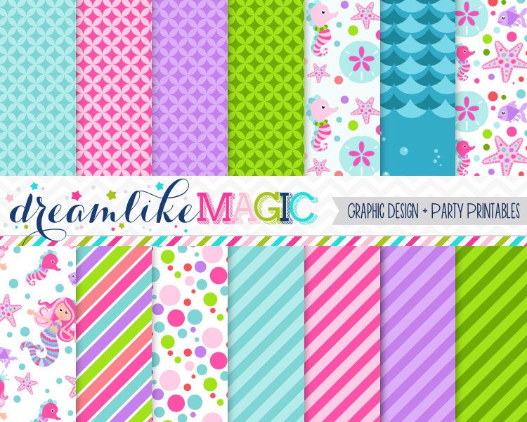 Under the Sweet Sea- Digital Paper Pack for Personal or Commercial Use