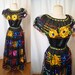 Festive 1970's / 1980's hand embroidered black & colorful silk floral peasant blouse, matching skirt Mexican folk art - size Medium / Large
