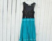 upcycled clothing - Black Sequin - Summer Party Dress Funky Day Tank Dress / Eco Dress / Tattered Artsy Dress / Upcycled Clothing
