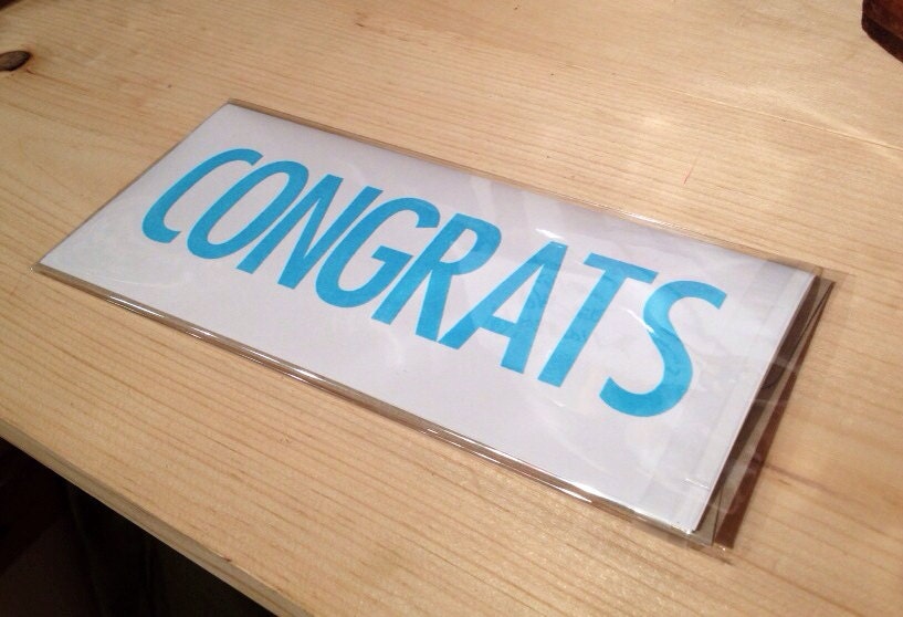Congrats hand stamped rectangular greeting card by kbatty