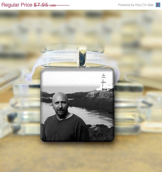SALE Personalized  Photo Glass Pendant with necklace