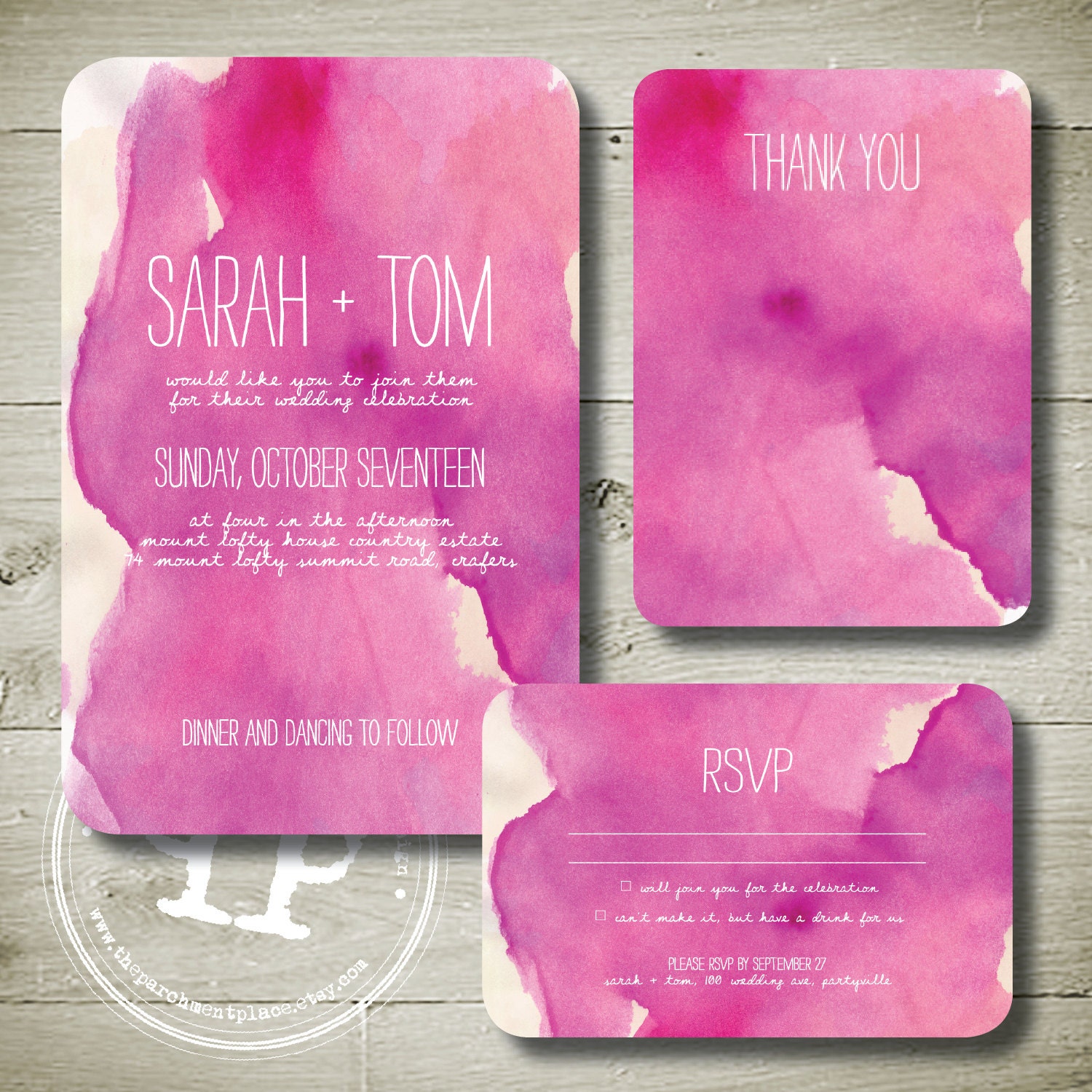 WATERCOLOUR - personalised invitation printable party package