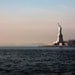 New York City Photography, Statue of Libery, Ombre, indigo, wall decor, men, blue, peach, pink, water, 8x10 photo