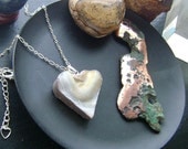 Geode Druzy Gemstone Heart Necklace-White and Yellow Druzy on Silver