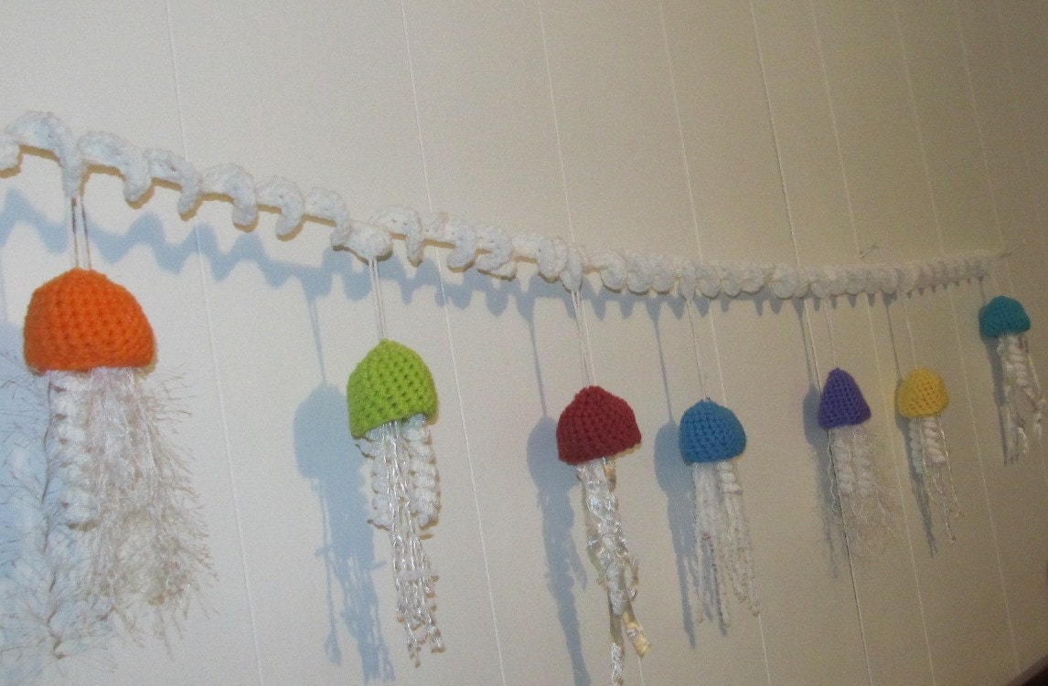 OOAK Crochet Jellyfish Garland. Beach Garland. Garland. Ocean Garland. Made To Order