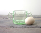 Vintage Green Depression Glass Sugar Bowl