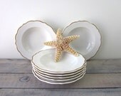 White China Bowls with Gold Scalloped Edge Syracuse China Restaurant Ware Set of 8