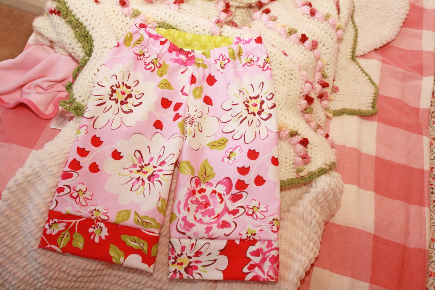 Spring Floral Big Butt Baby Pants 6-12m