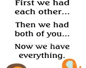 Kids Wall Art, Baby Boy Nursery Decor, Quotes for Twins, Elephant, First we had each other, 8x10 Print