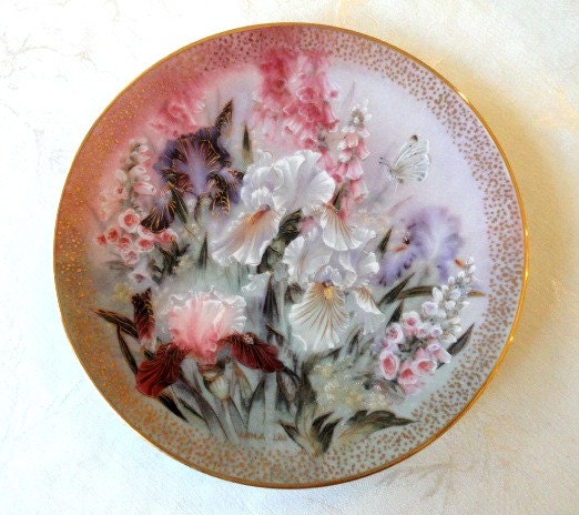 1991 Leni Lui Iris Quartet Collectible Plate, Vintage Fine China
