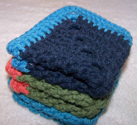 Crochet Eco Spa Cloths or Dishcloths Gift Set