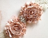 Shabby chic jeweled  vintage pink, vintage peach, champagne, white, ivory, navy, black, gray,  pink stretch headband. 45 colors.