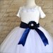 White long Flower Girl tutu with satin ribbon waist. All white or any color from pull down menu.