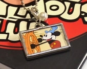 1.5 Inch X 1 Inch Soldered Charm Pendant Steamboat Willie Mickey Mouse with 30" Ball Chain