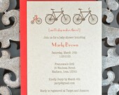 Bicycle Baby Shower Invitation / Shower Invitations / Recycled Paper Invitations - Baby In Tow Bicycle Themed Invites