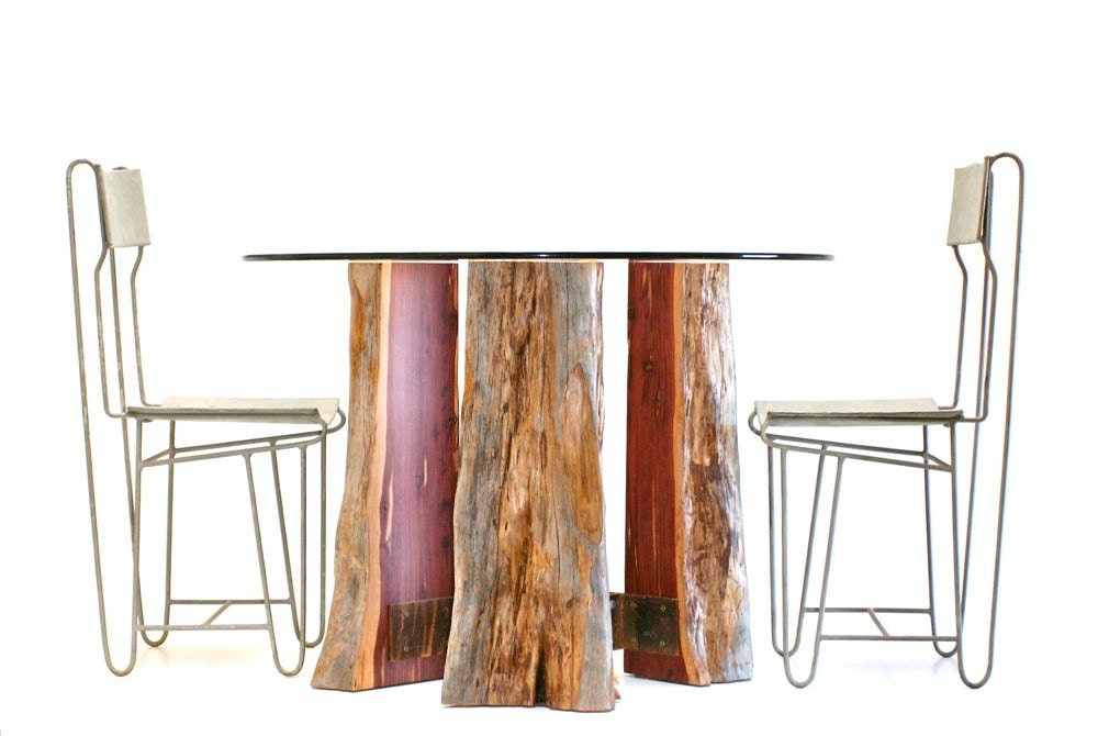 Dining Table Pedestal Inner Beauty Table Base Reclaimed Wood Recycled Metal