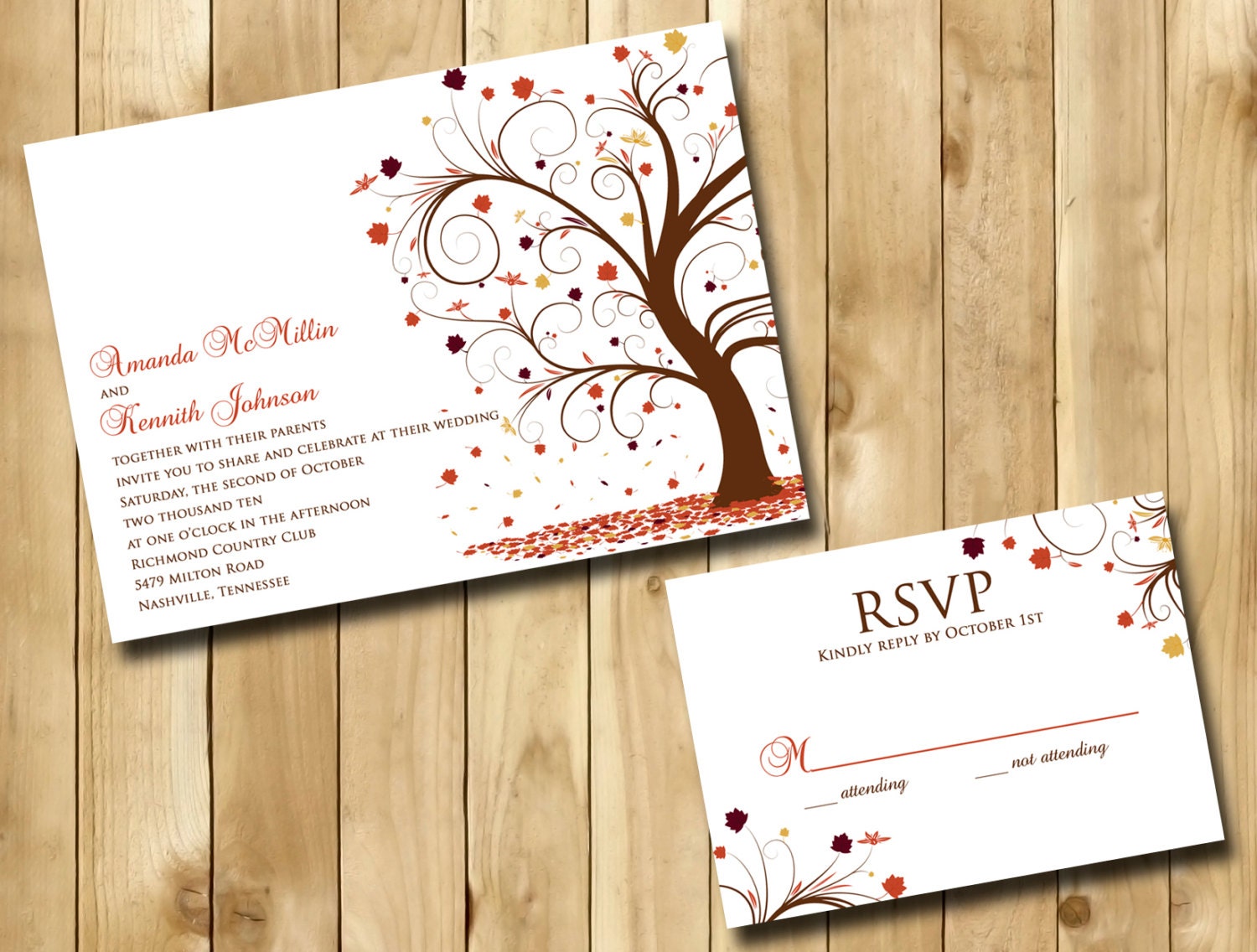 Whimsical Tree - Fall Wedding Invitation - Sample