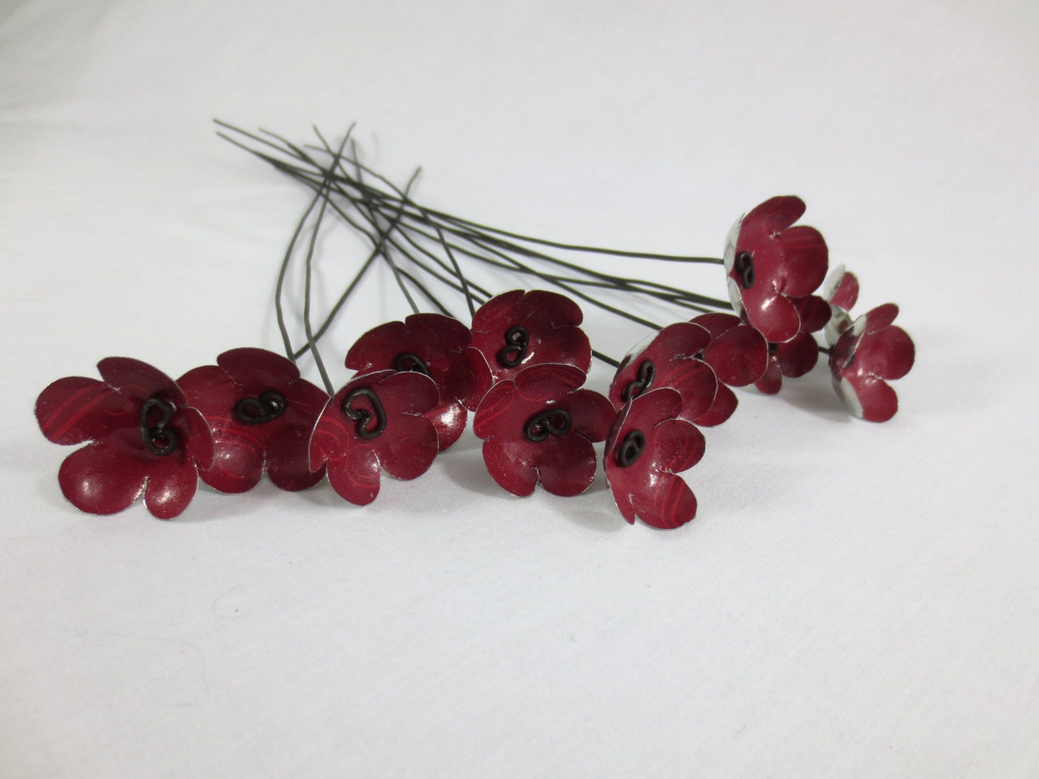 Crimson Bouquet  For Your Valentine Repurposed Tin Forever Blooming Flowers