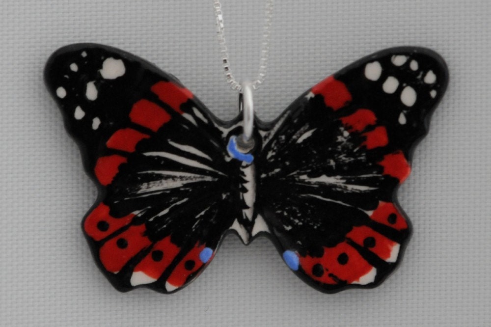 Red Admiral Butterfly June Necklace Vanessa atalanta