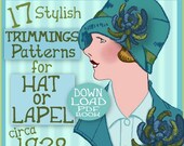 sale 17 Art Deco Era Trimmings for Hat and Lapel 1920s  FLAPPER e-Pattern PDF A