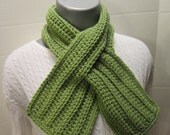 Green Ribbed Neckwarmer - Unisex with Slit