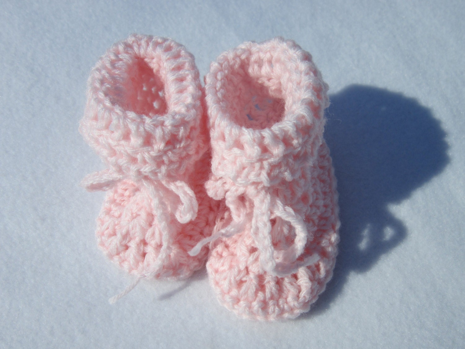 Crochet Baby Booties Size 3 to 6 months Pink Photo Prop