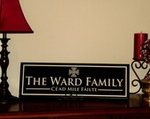 Irish Cead Mile Failte A Hundred Thousand Welcomes Personalized Family Name Sign, Custom Family Established Wood Sign, Hand Painted , 8x24
