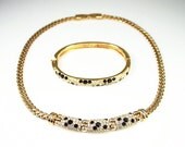 Vintage Swarovski Crystal Bracelet Necklace Set Swan Hallmark