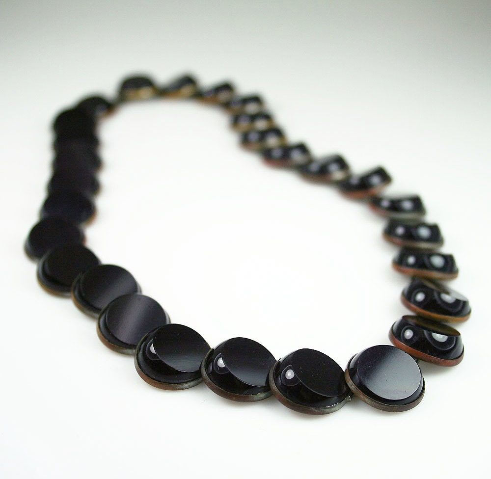 Art Deco Czech Jet Glass Modernist Machine Age Necklace