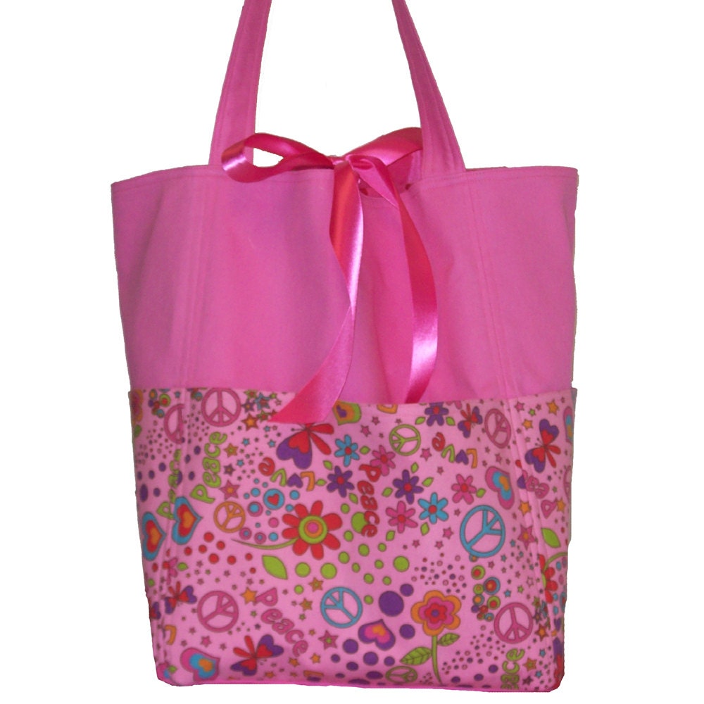 American Girl Tote Bag Premium Series Pink Peace print