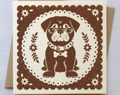 Pug Card - Hand Printed