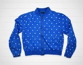 80s Vintage Jacket / Women's Blue Polka Dot Jacket / Hipster Urban Outfitters Style