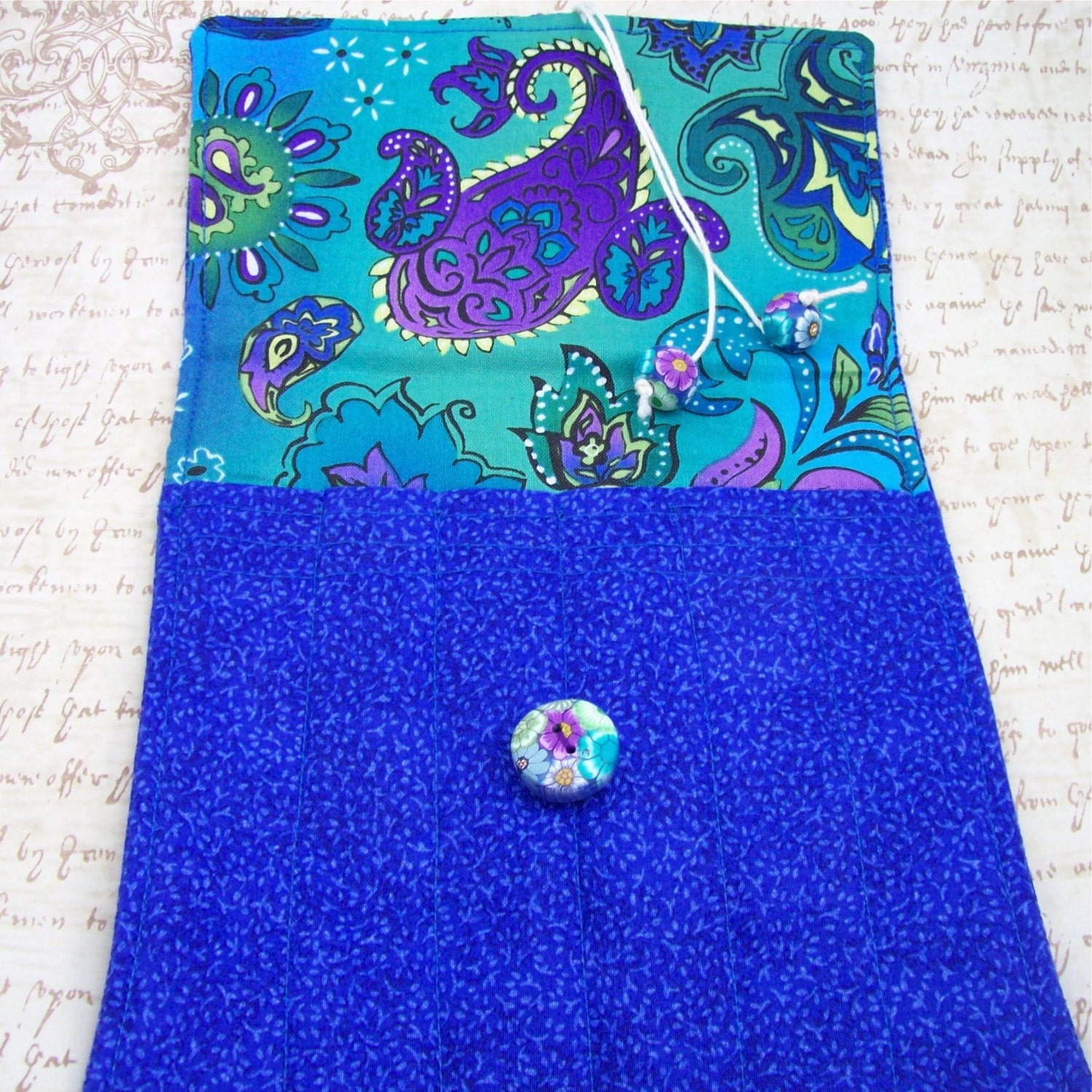 Crochet Hook Case for 6 crochet hooks with Polymer Clay Embellishments