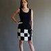 vintage 90s MOD Style Checkered Black and White Dress (s-m)