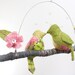 Custom 2 Lovebirds Mobile - K-I-S-S-I-N-G - fabric mobile on yarn wrapped perch