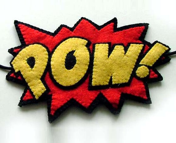POW Comic Book Headband Roller Derby Super Hero Team Colors