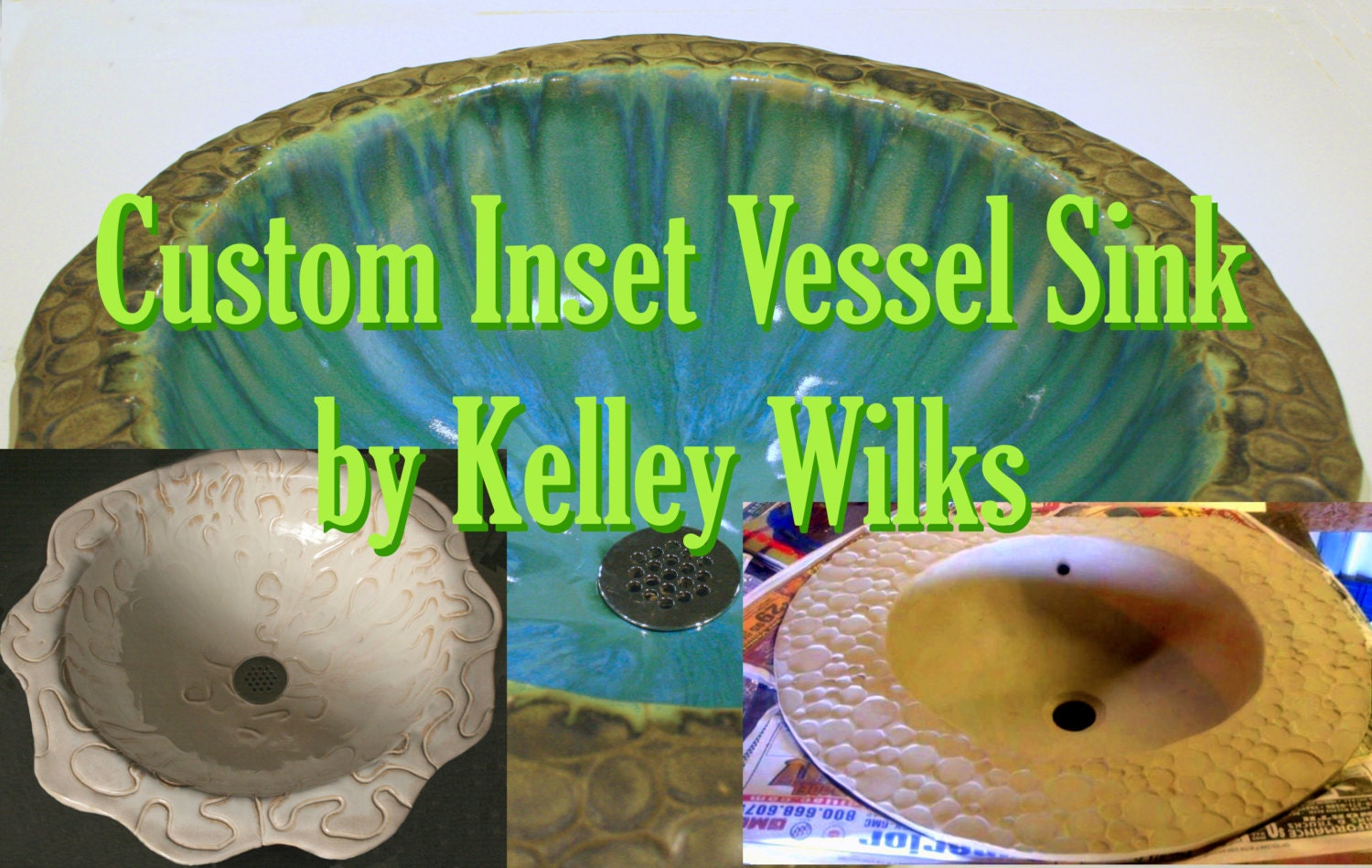 CUSTOM ORDER Handmade Inset Vessel Sink  in your choice of colors