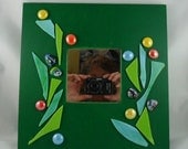 bright green stained glass mosaic mirror emerald