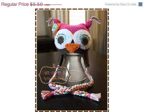 ON SALE Owl Hat Crochet Pattern - WHO Loves You - 130