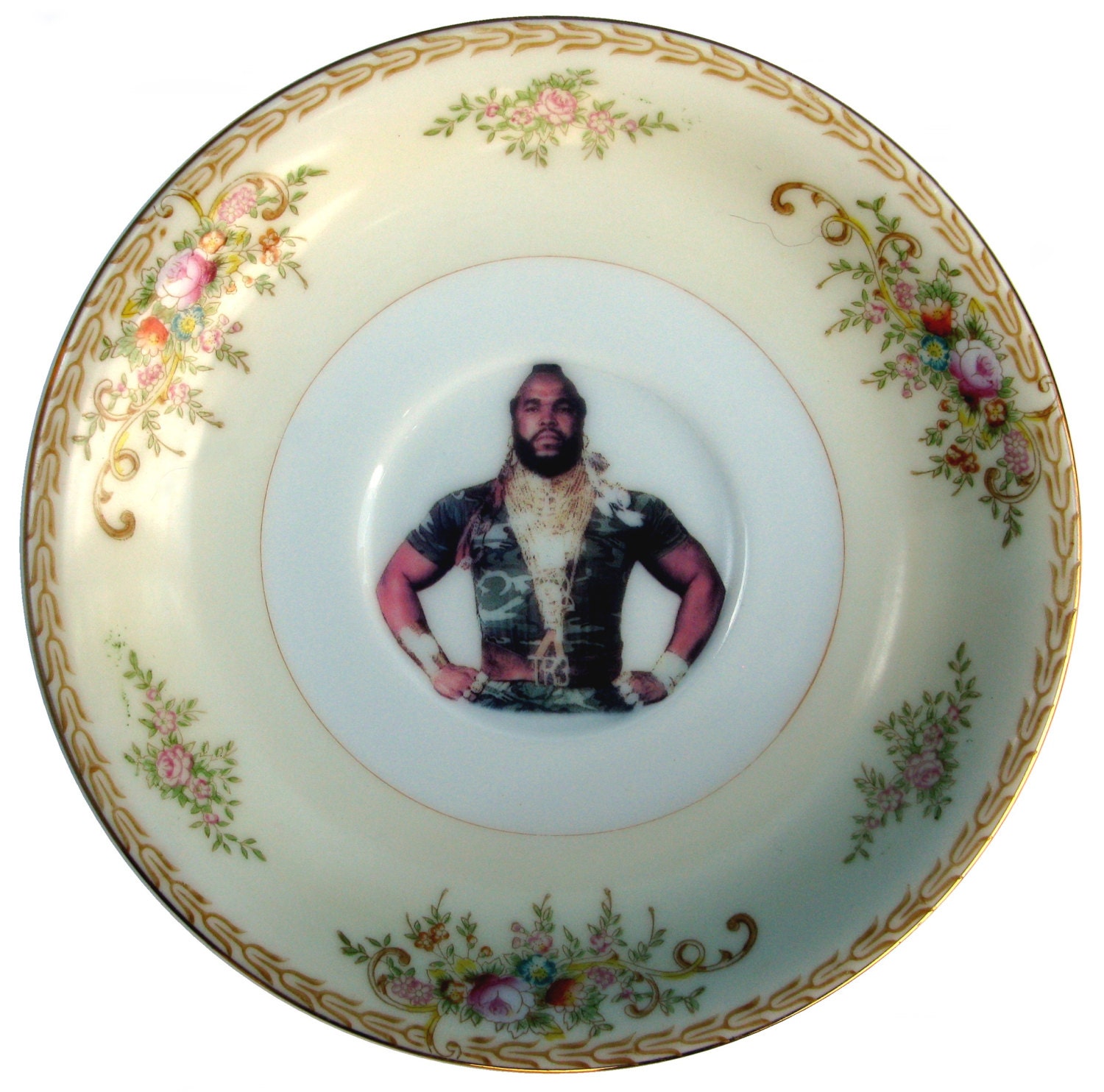 SALE - Sergeant Bosco Portrait  Plate - Altered Tea Cup Saucer Plate