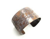 Music Staff Musical Notes Copper Etched Cuff Bracelet