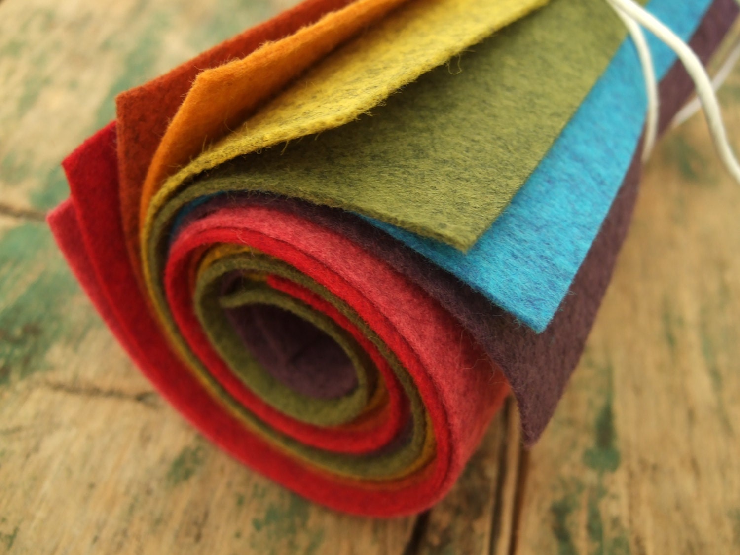 9x12 Wool Felt Sheets - The Rainbow Heathers Collection - 8 Sheets of Felt