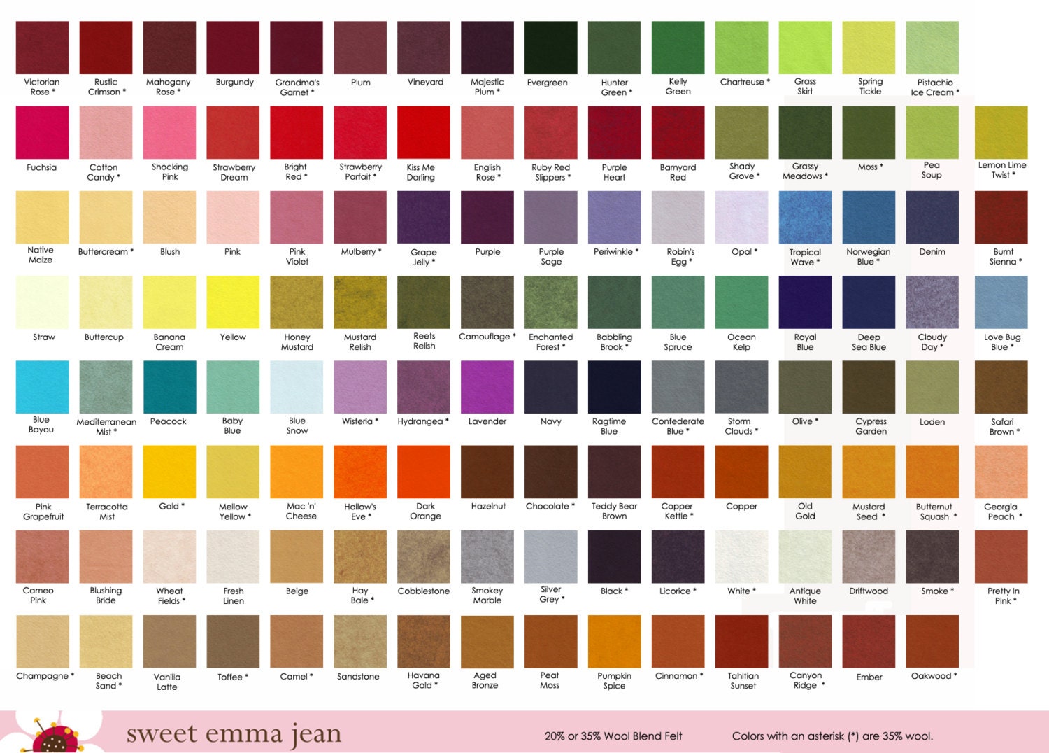 6x9 Wool Felt Sheets Choose Any 20 Colors - Wool Blend Felt - Craft Felt